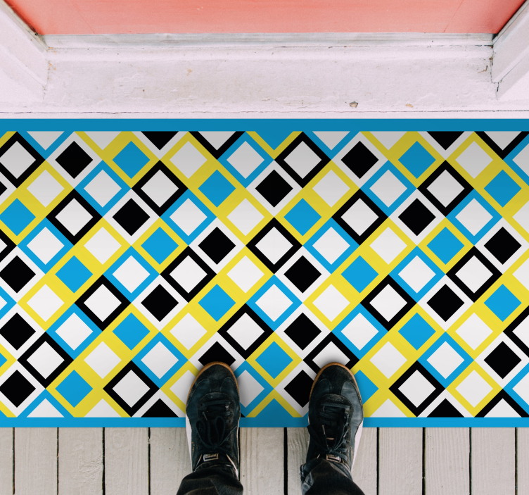 Spalvingas kvadratų raštas geometrinis vinilo kilimas - „Tenstickers“