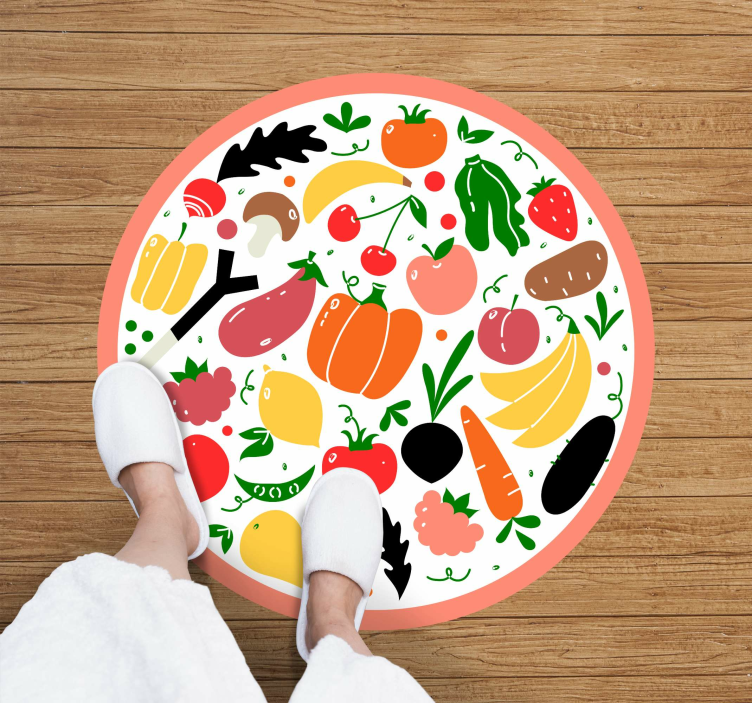 Spalvingas vaisių motyvas gėlių rašto kilimėlis - „Tenstickers“