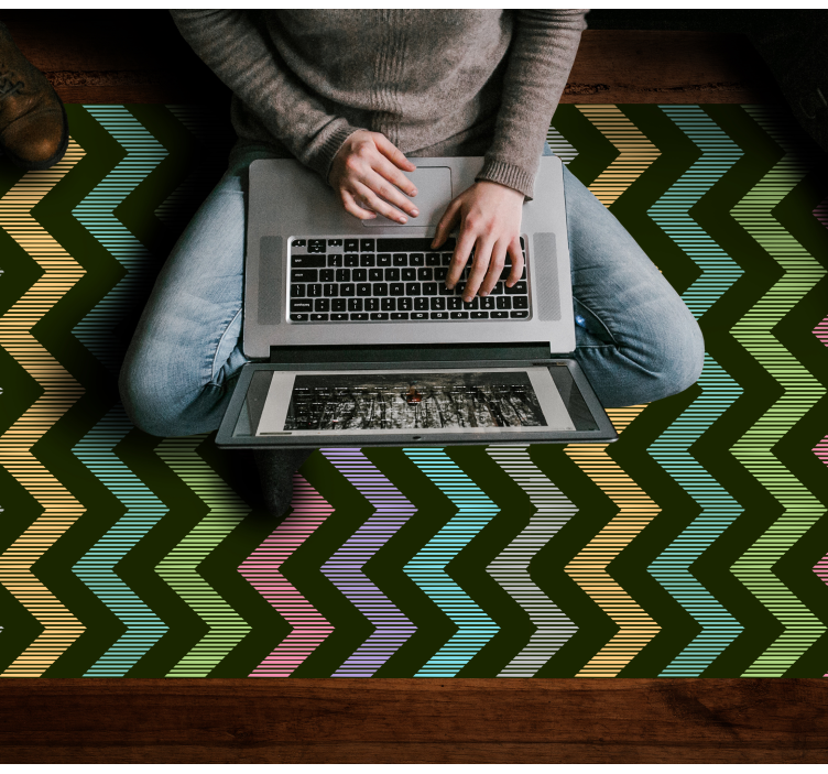 Spalvingas zigzago raštas dryžuotas vinilo kilimas - „Tenstickers“