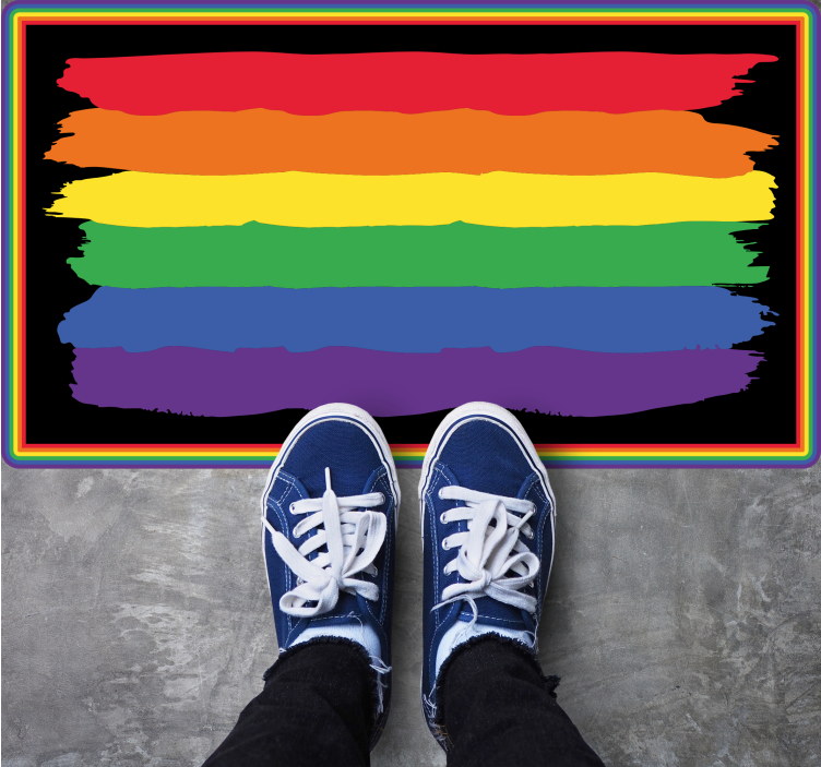 Spalvingos vaivorykštės juostelės dryžuotas vinilo kilimas - „Tenstickers“