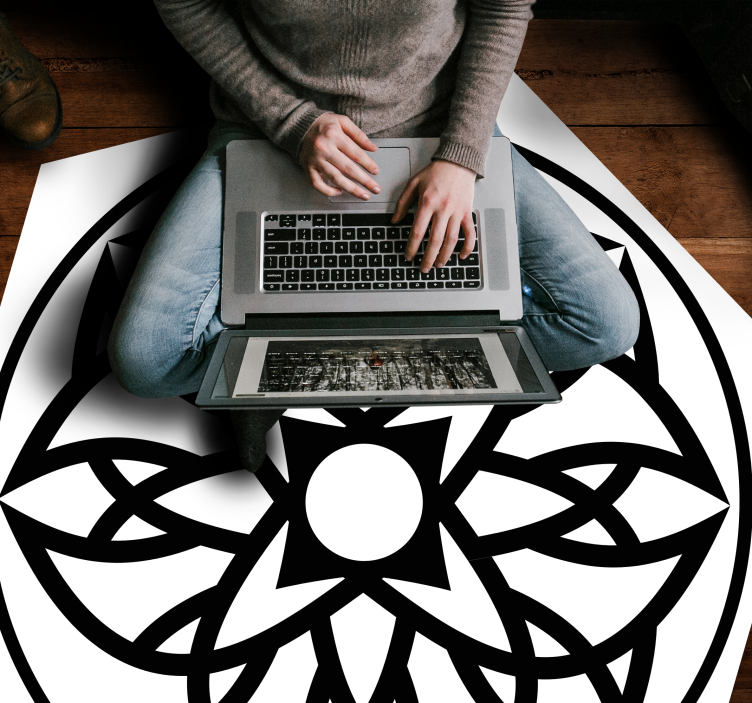 Juodai baltas dizainas mandala kilimėlis - „Tenstickers“