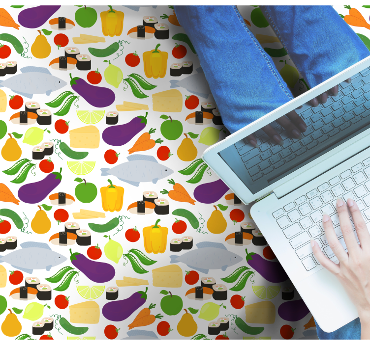 Sveikas maistas su spalvingomis piktogramomis virtuvinis kilimas - „Tenstickers“