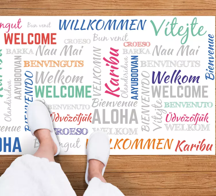 Sveiki atvykę, aloha karibu vinilo kilimėlas su frazėmis - „Tenstickers“