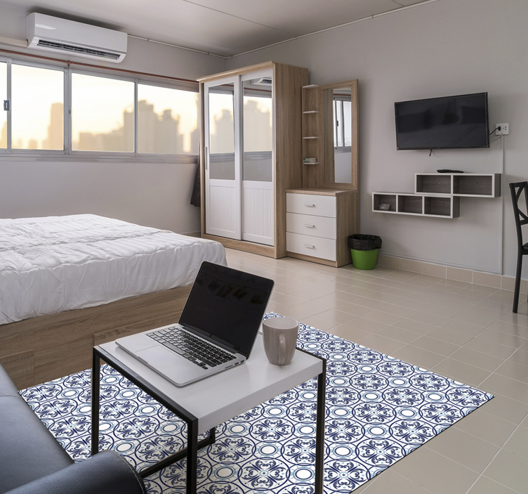 Nuostabus šviesiai mėlynos plytelės vinilo miegamojo kilimėlis - „Tenstickers“