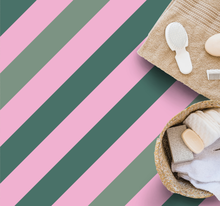 Pilkos ir rožinės juostelės dryžuotas vinilo kilimas - „Tenstickers“