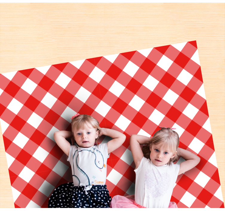 Tamsiai raudono languoto motyvo dryžuotas vinilo kilimas - „Tenstickers“