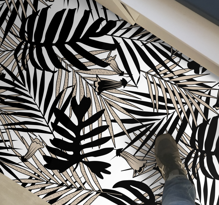 Tropinių lapų elementas gamtos vinilinis kilimas - „Tenstickers“