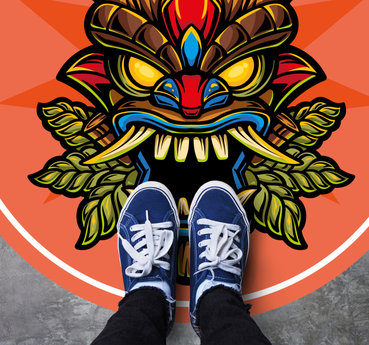 Ugnies tiki kaukė animacinis grafiti modernus kilimas - „Tenstickers“