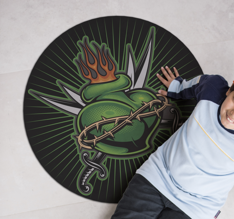 Ugninga kardo širdis žaidimų dizaino vinilo kilimėlis - „Tenstickers“