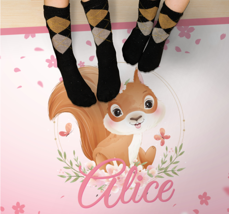 Voverės iliustracija vinyl kilimėlis su vardu - „Tenstickers“