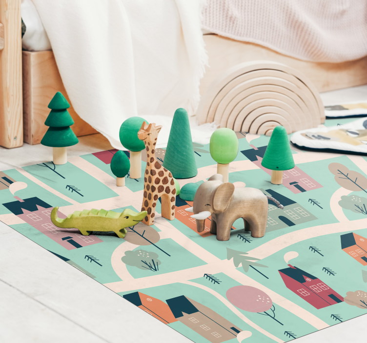 Vaikai žaidžia kaime vaikų vinilinė kilimėlė - „Tenstickers“