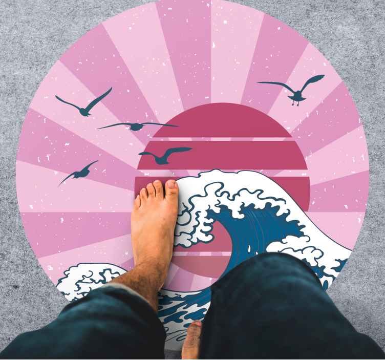 Kanagavos rožinė banga geometriniai kilimas - „Tenstickers“