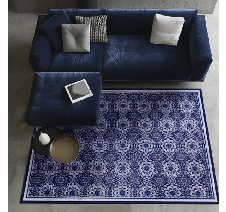 Vintažinis gėlių dizainas mėlynas kilimas - „Tenstickers“