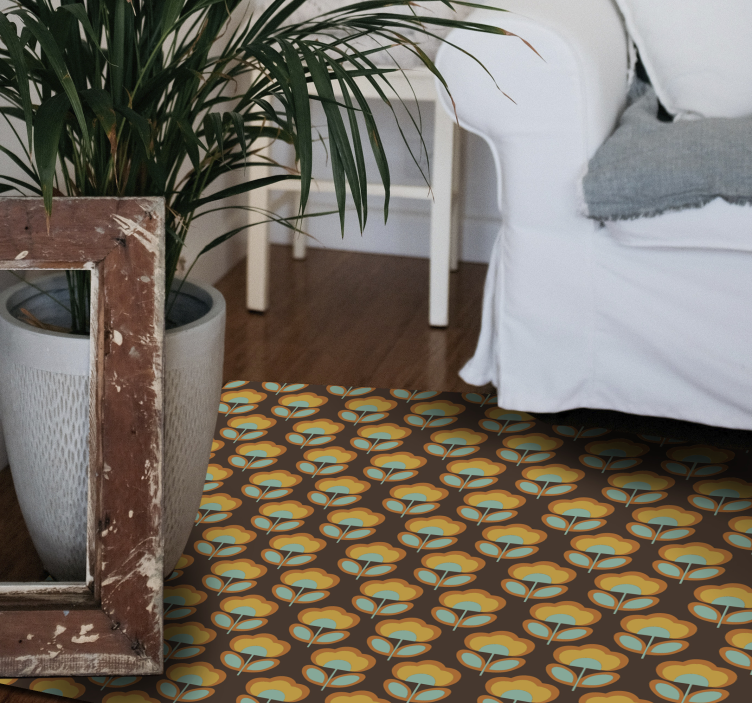 Vintažinis rudas dizainas gėlių rašto kilimėlis - „Tenstickers“