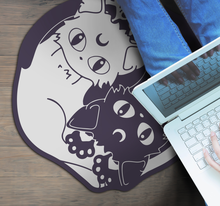 žaismingas kačių duetas vaikų vinilinė kilimėlė - „Tenstickers“