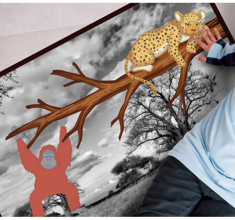 žaismingi džiunglių padarai gyvūnų vinilo kilimėlis - „Tenstickers“