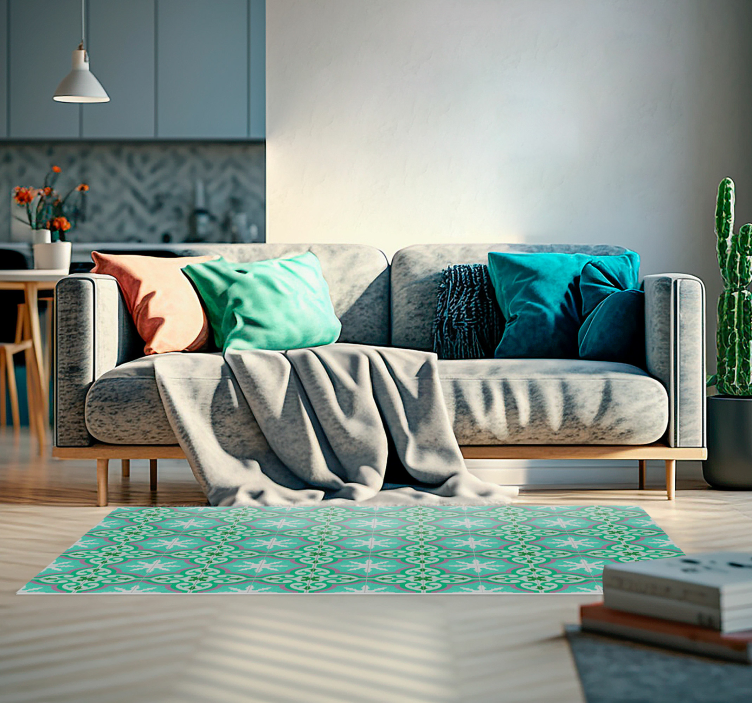 Žalia hidraulinė plytelė senoviniai viniliniai kilimas - „Tenstickers“