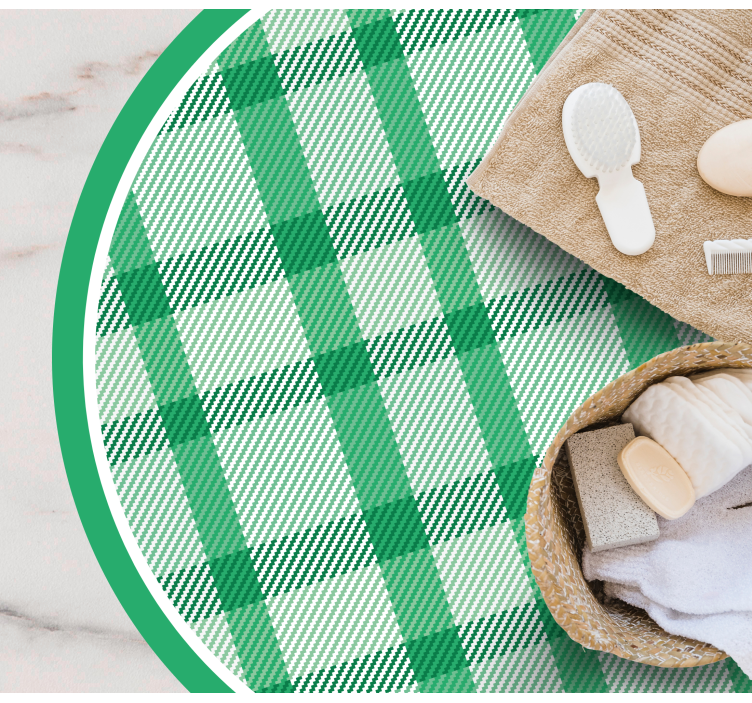 žalias languotas raštas apskritimo formos vinilo kilimėlis - „Tenstickers“