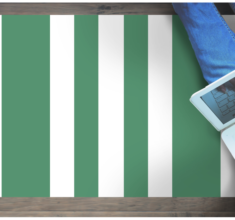 žalios ir baltos juostelės dryžuotas vinilo kilimas - „Tenstickers“