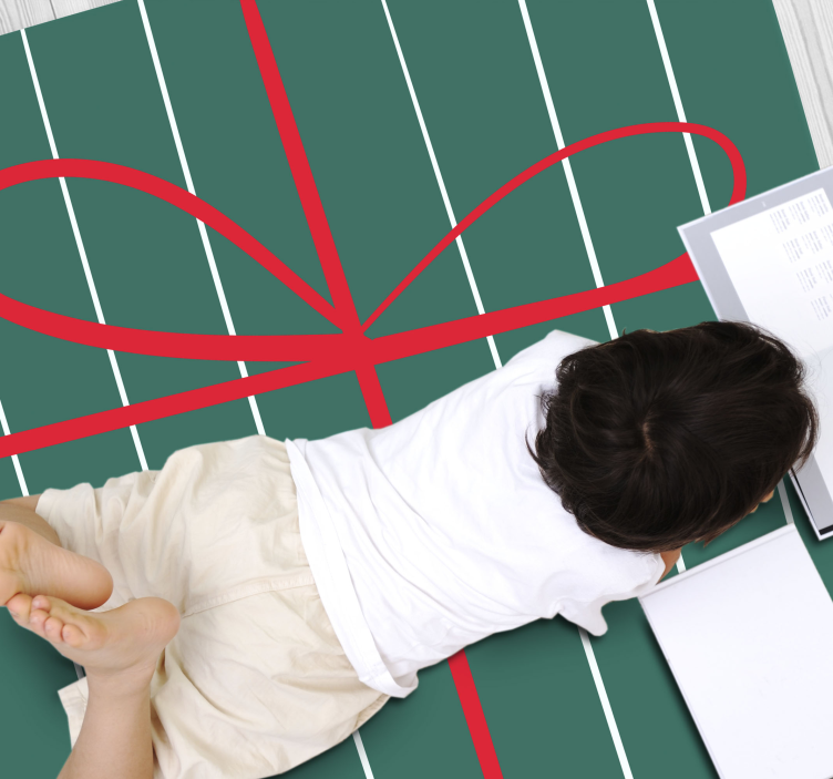 žalios raudonos juostelės dryžuotas vinilo kilimas - „Tenstickers“