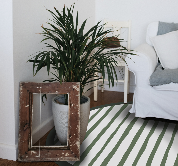 žalių dryžių kompozicija apskritimo formos vinilo kilimėlis - „Tenstickers“