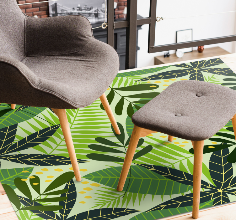 žalių lapų gėlių kilimėlių dizainas - „Tenstickers“