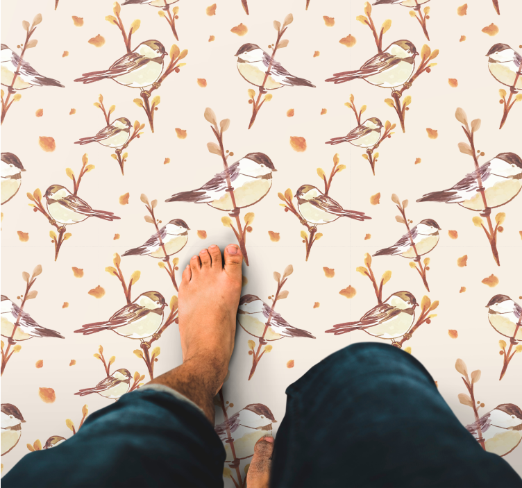 žavingi paukščių motyvai gėlių rašto kilimėlis - „Tenstickers“