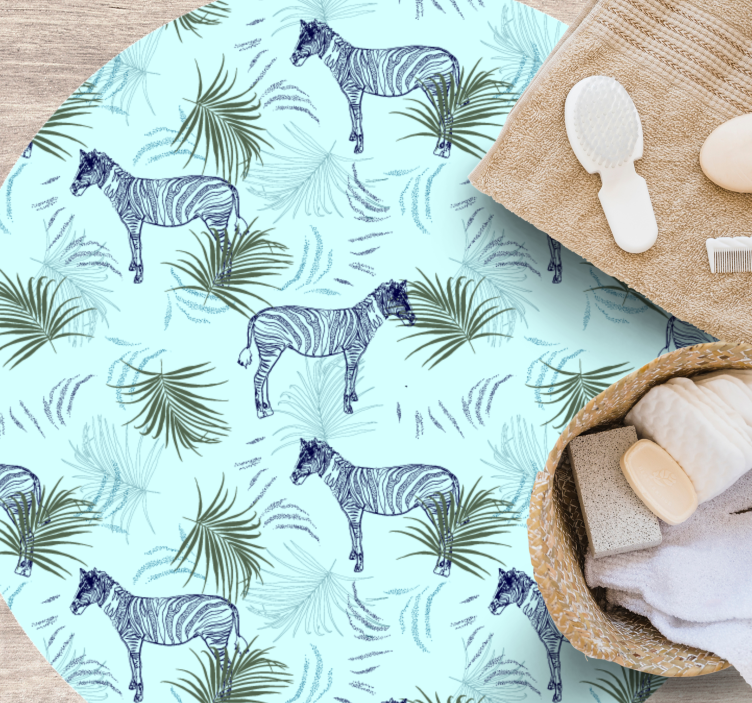 Gyvūnų vinilo kilimėlis zebra ir lapai - „Tenstickers“