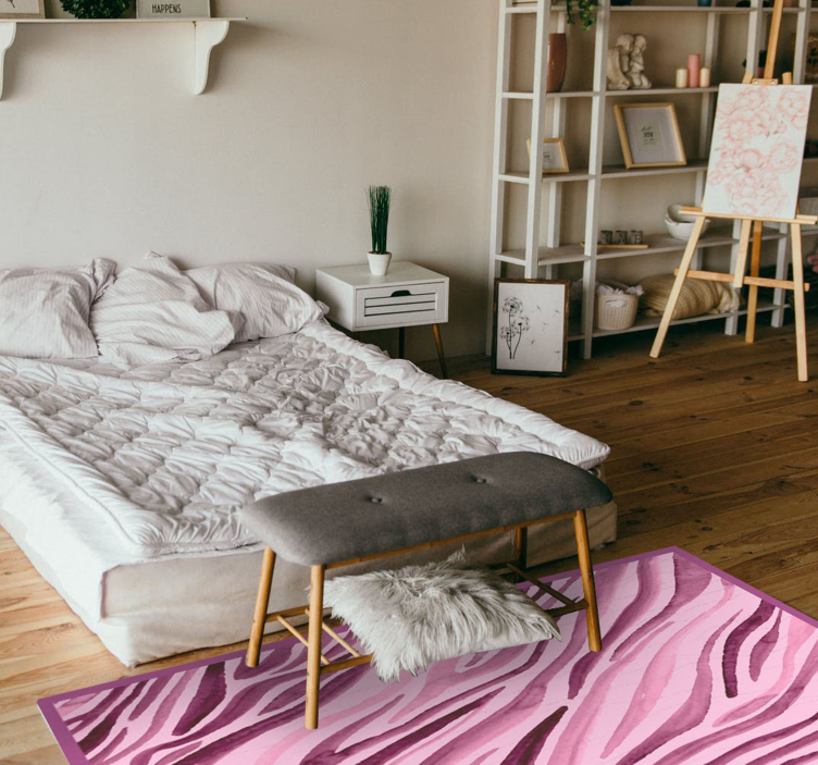 Rožinės zebro juostelės gyvūnų spaudos vinilo kilimėlis - „Tenstickers“