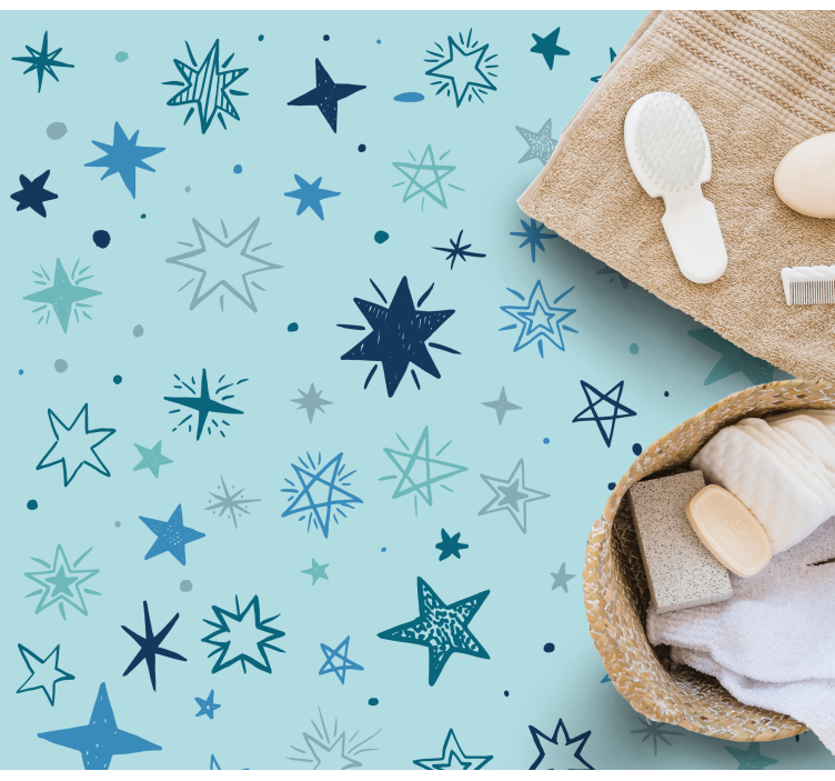 Mėlynos nakties raštas žvaigždžių vinilinis kilimėlis - „Tenstickers“