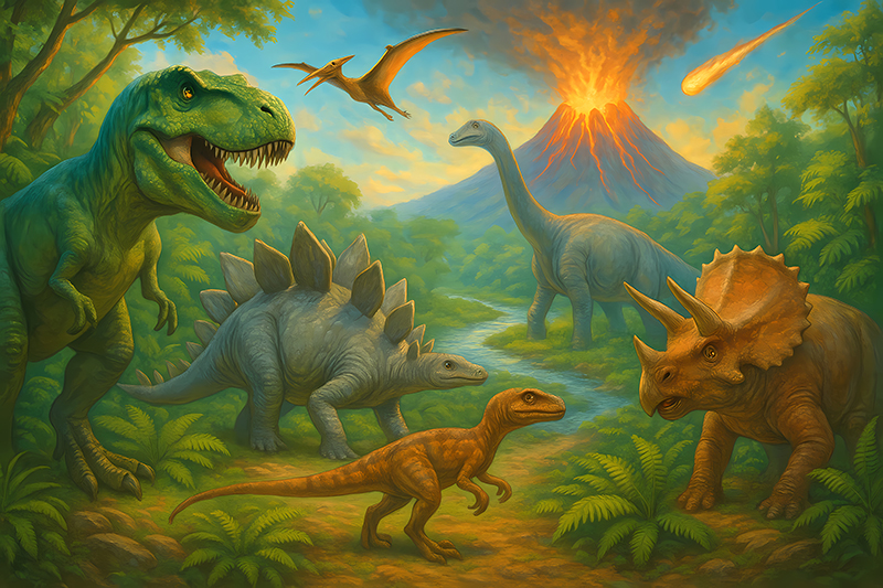 Dinozaurų išnykimas gyvūnų vinilo kilimėlis - „Tenstickers“