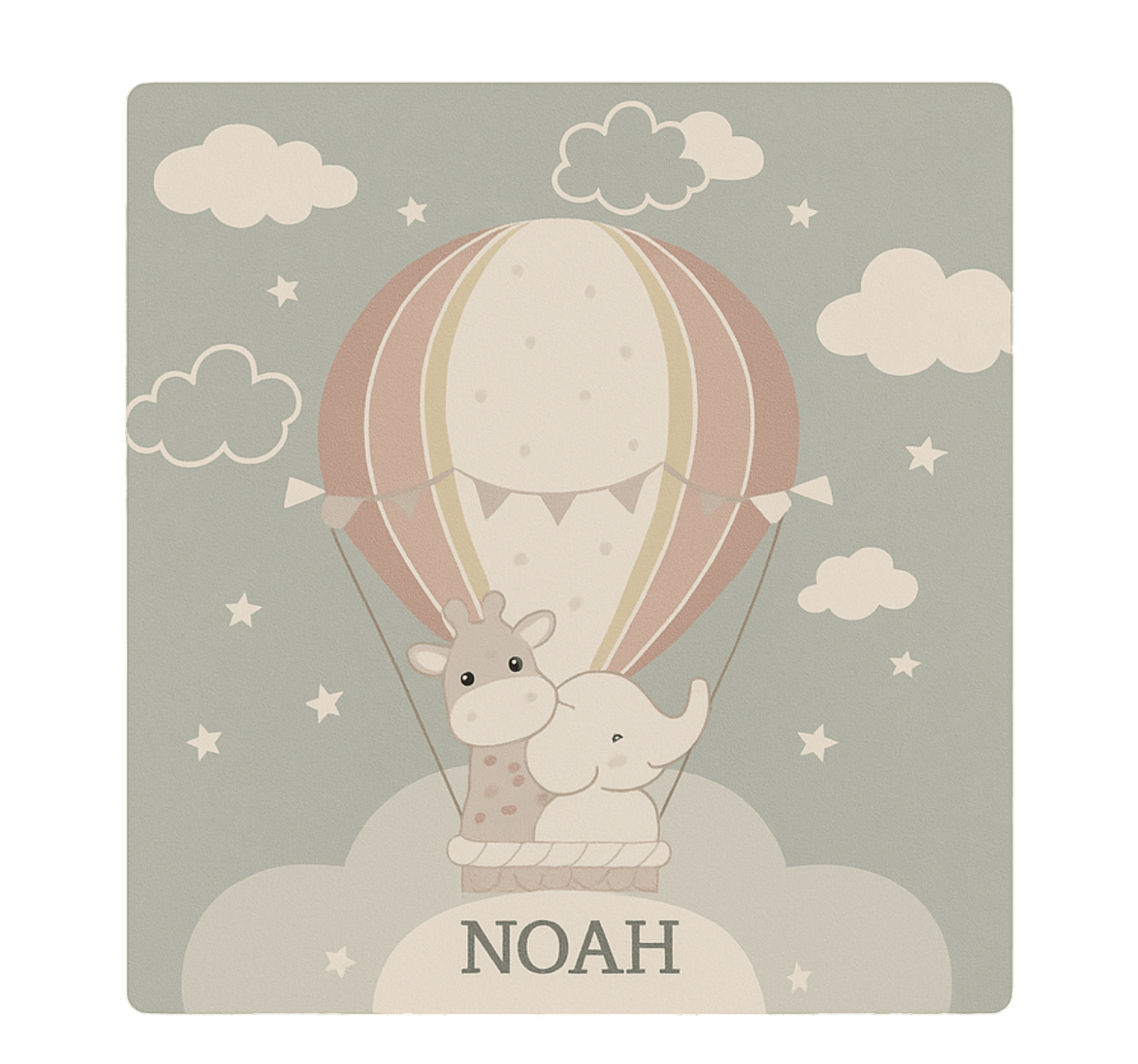 Vinilinis kilimėlis su pastelinėmis oro balionėmis ir vardu - „Tenstickers“