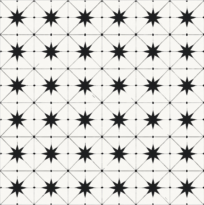 Enkaustinis žvaigždžių raštas valgomosios kambario kilimas - „Tenstickers“