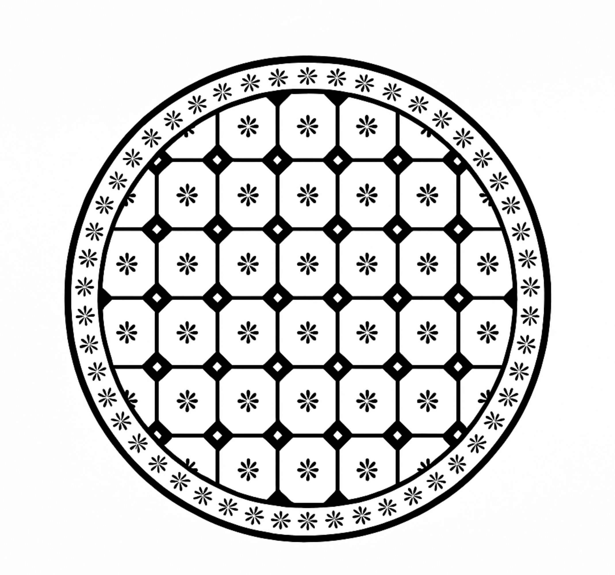 Juodai baltų plytelių raštas valgomosios kambario kilimas - „Tenstickers“