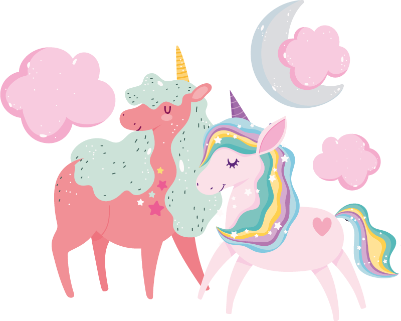 Gyvūnų vinilo kilimėlis mažas vienaragis su kumelė. - „Tenstickers“