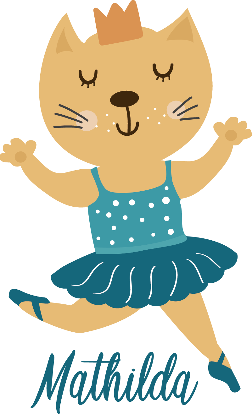 Gyvūnų vinilo kilimėlis šokančiai katytei su vardu - „Tenstickers“