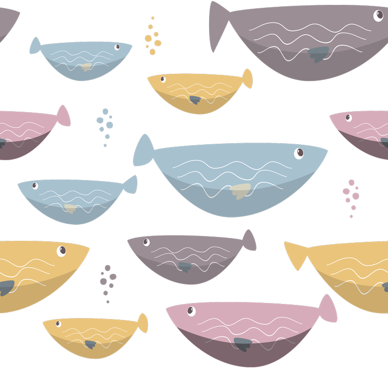 Gyvūnų vinilo kilimėlis spalvoti žuvytės vaikams - „Tenstickers“