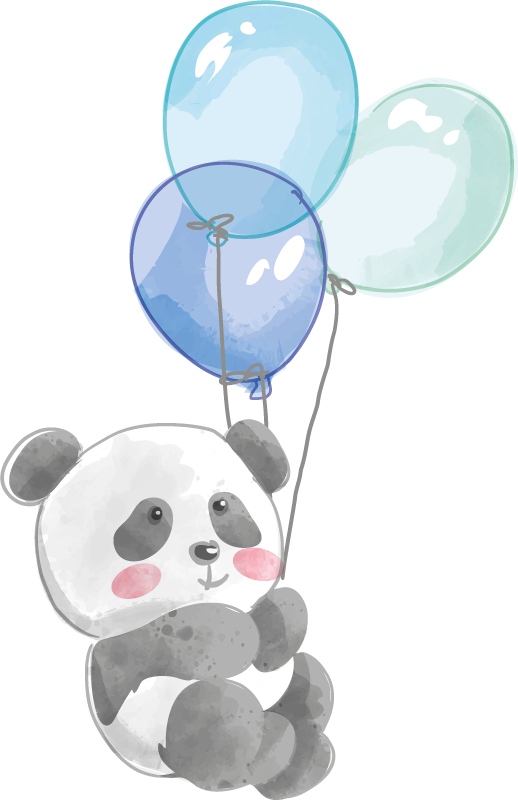 Gyvūnų vinilo kilimėlis su kūdikiu laikant trimis balionais - „Tenstickers“