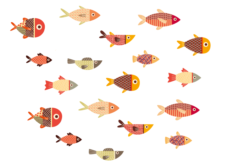 Gyvūnų vinilo kilimėlis su apvaliais spalvotais žuvimis - „Tenstickers“