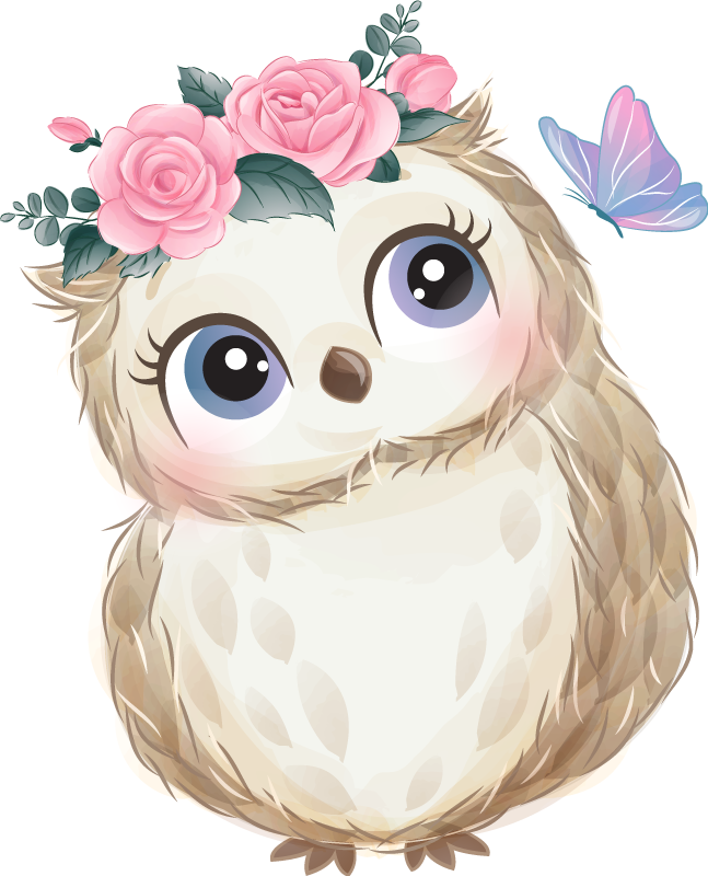 Gyvūnų vinilo kilimėlis kūdikio pelėdos ir gėlių - „Tenstickers“