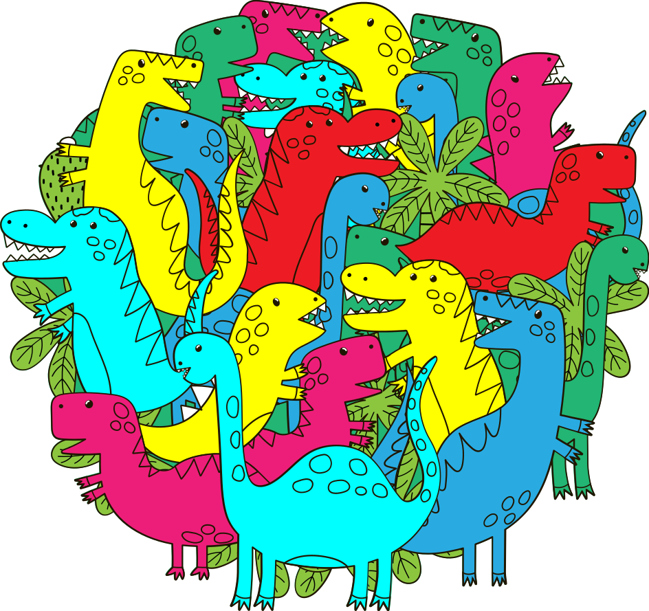 Gyvūnų vinilo kilimėlis su spalvingu dinozauru vaikams - „Tenstickers“