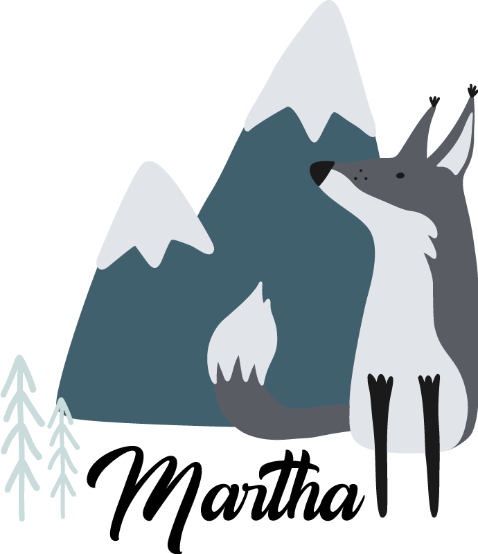 Gyvūnų vinilo kilimėlis Šiaurės sniego lapė su vardu - „Tenstickers“