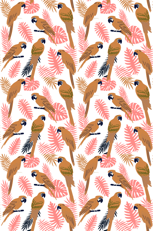 Gyvūnų vinilo kilimėlis su oranžiniais papūgais ir rožėmis - „Tenstickers“