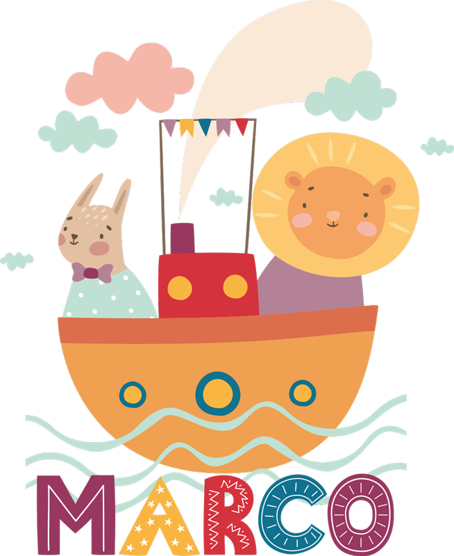 Gyvūnų vinilo kilimėlis su gyvūnais laive - „Tenstickers“