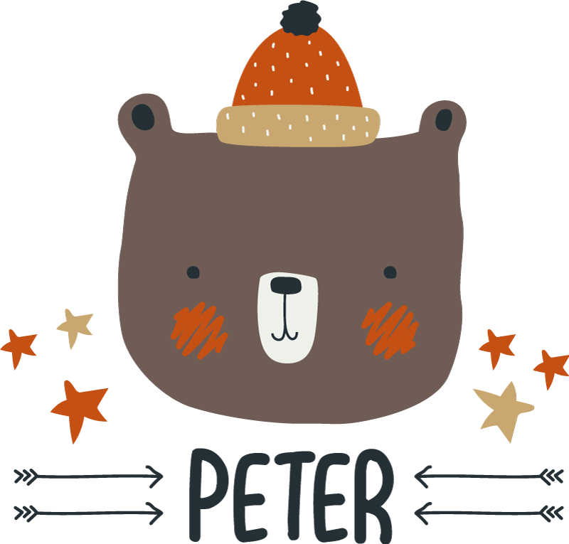 Gyvūnų vinilo kilimėlis Šiaurės mielas lokys su vardu - „Tenstickers“