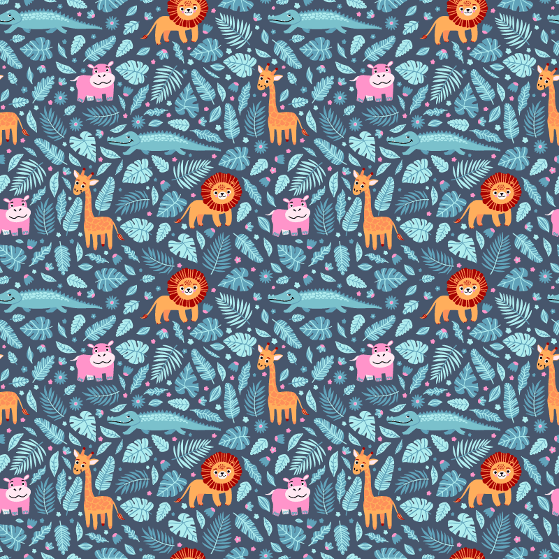 Gyvūnų vinilo kilimėlis su džiunglių gyvūnų dizainu - „Tenstickers“