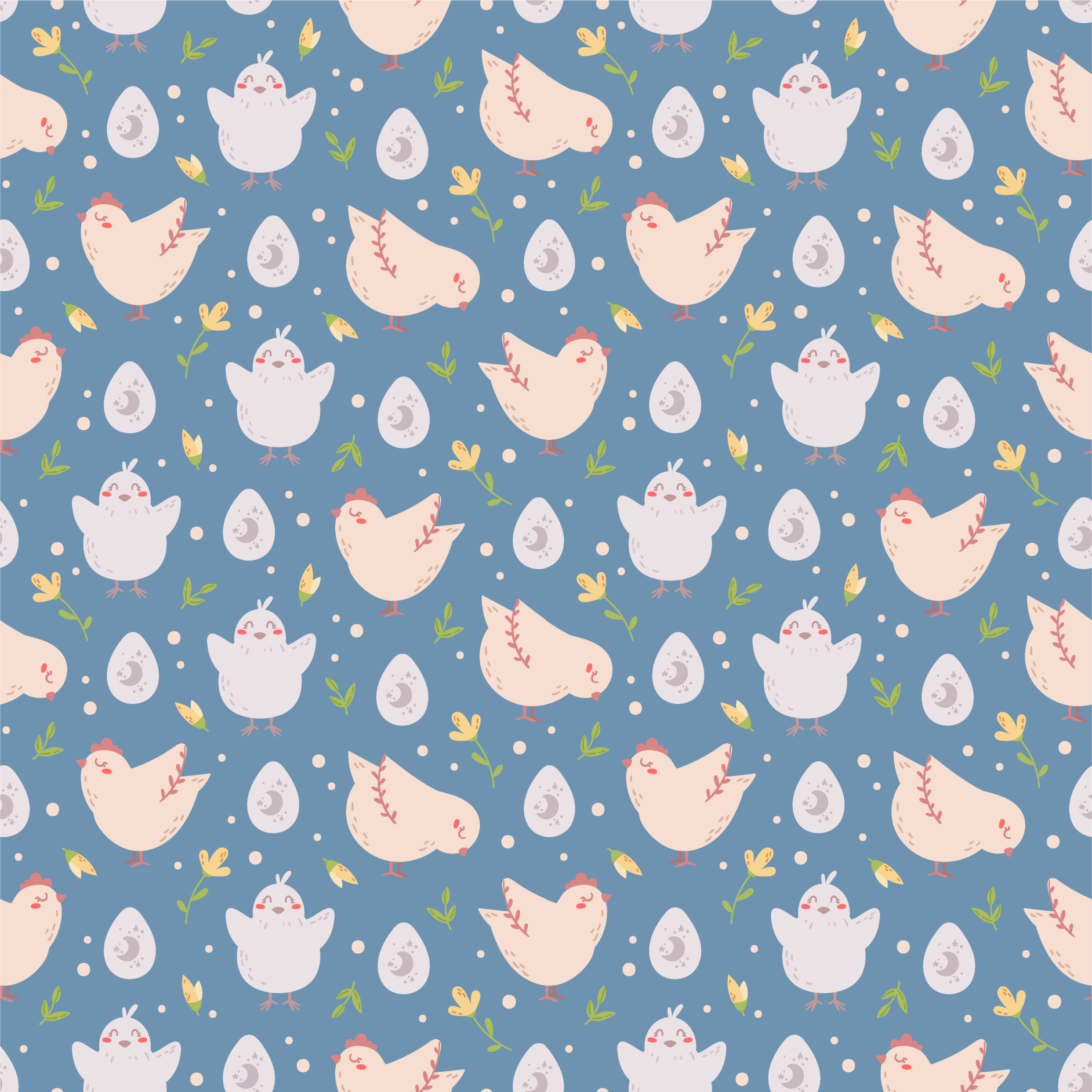 Gyvūnų vinilo kilimėlis su vištų personažais vaikams - „Tenstickers“