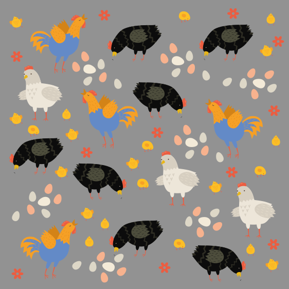 Gyvūnų vinilo kilimėlis su vištų narve. - „Tenstickers“