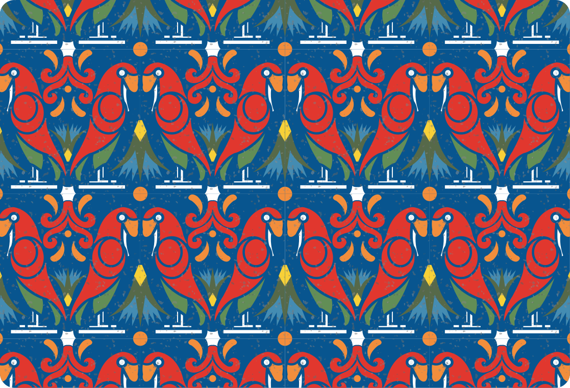 Gyvūnų vinilo kilimėlis su gėlių raštu ir mėlynu fonu - „Tenstickers“