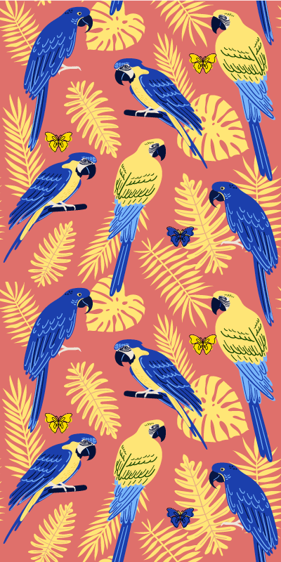 Gyvūnų vinilo kilimėlis papūgos ir drugeliai - „Tenstickers“